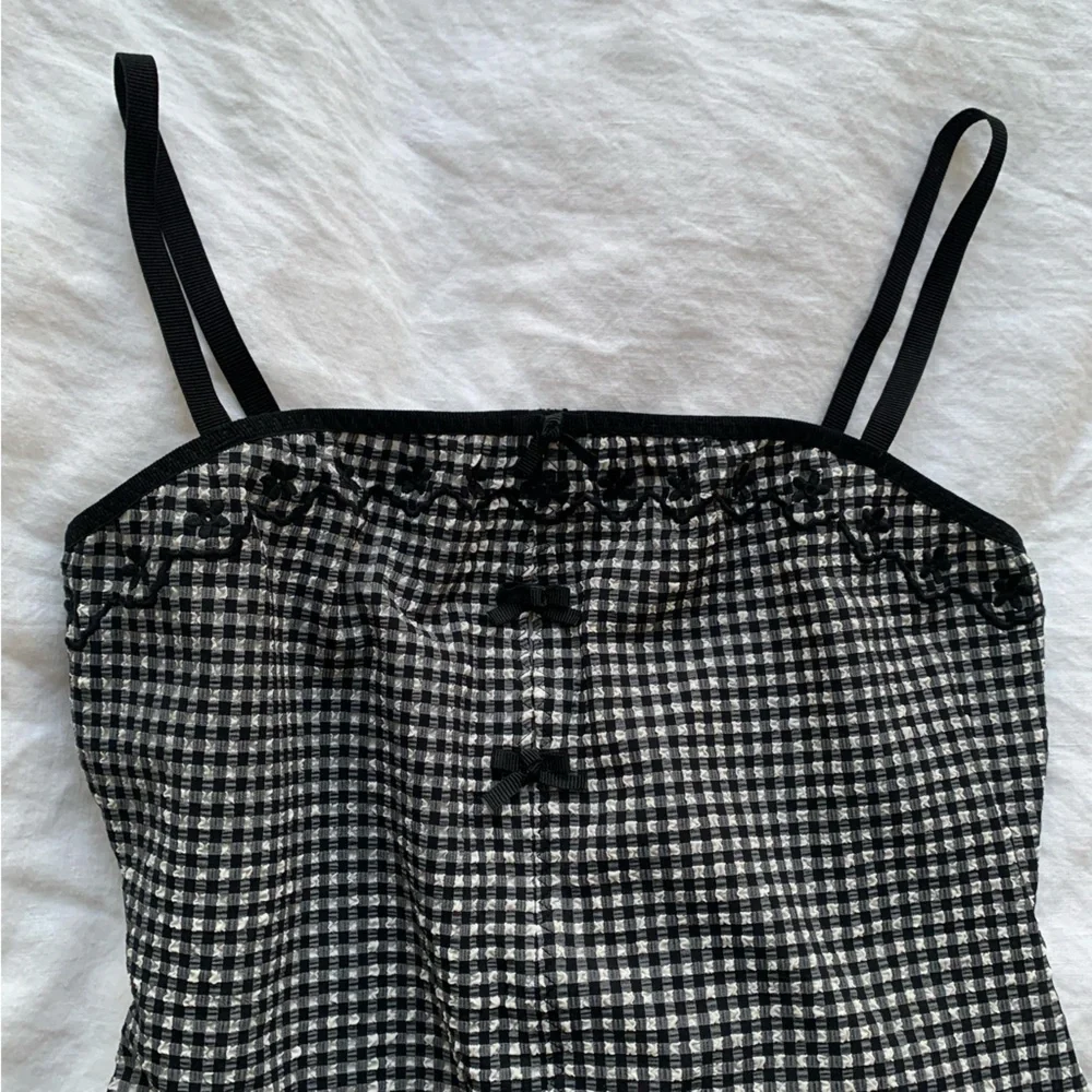 NWT Doen Adrielle Maillot Bow One Piece Swim Suit La Maddalena Gingham Black - Picture 10 of 15